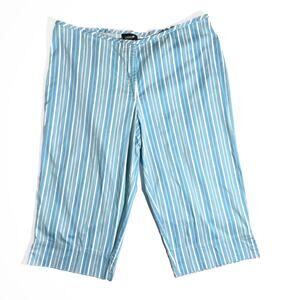 Avenue Stretch Capri, Plus Size 20, Blue Striped, Hemmed
